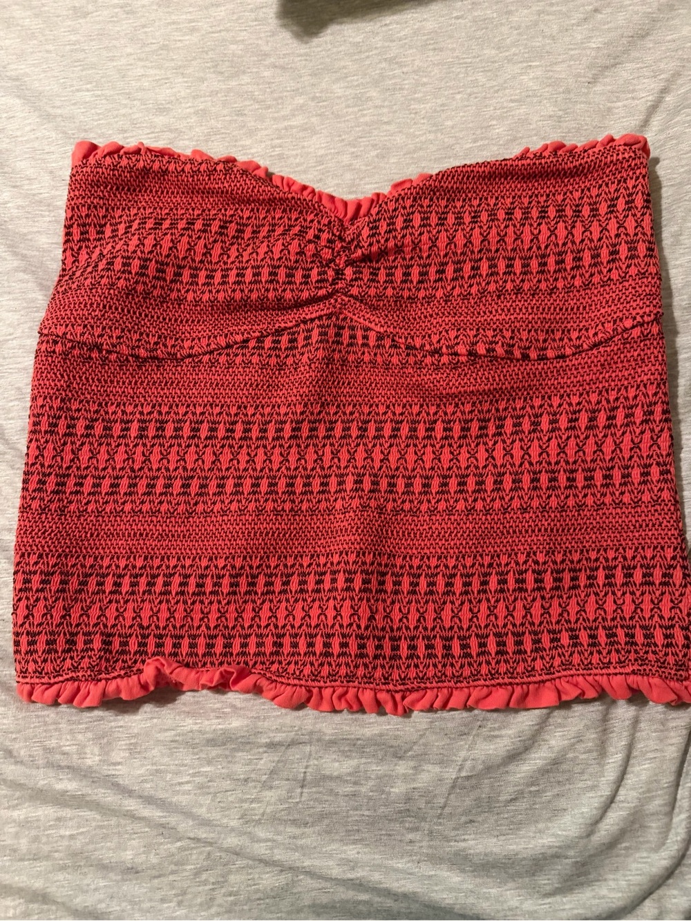Anthropologie Orange Smocked Sweetheart Festival Tube Top size large